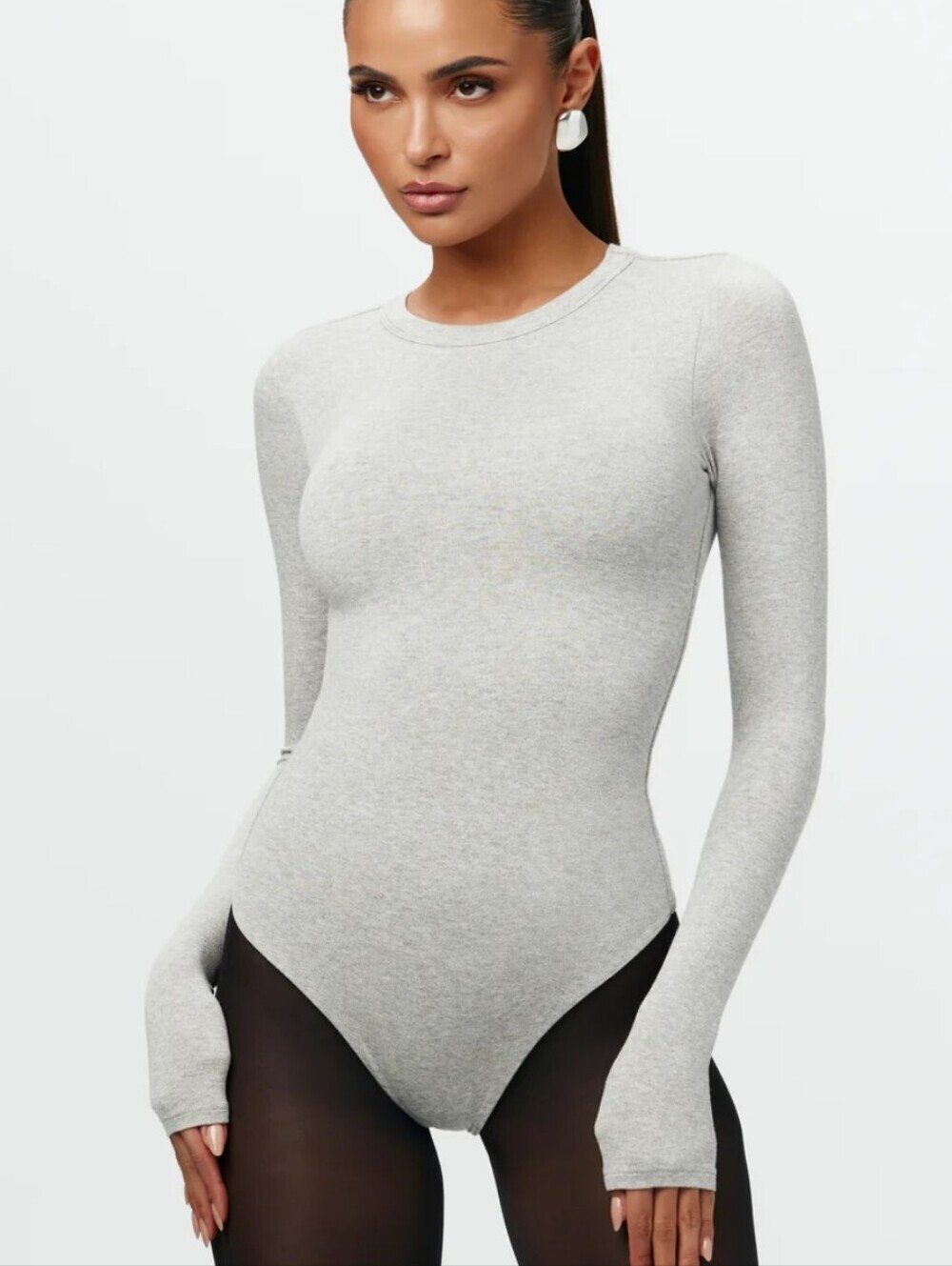 NWT Naked Wardrobe NW Lovin’ The Crew Short Sleeve Bodysuit Heather Grey Size 1X